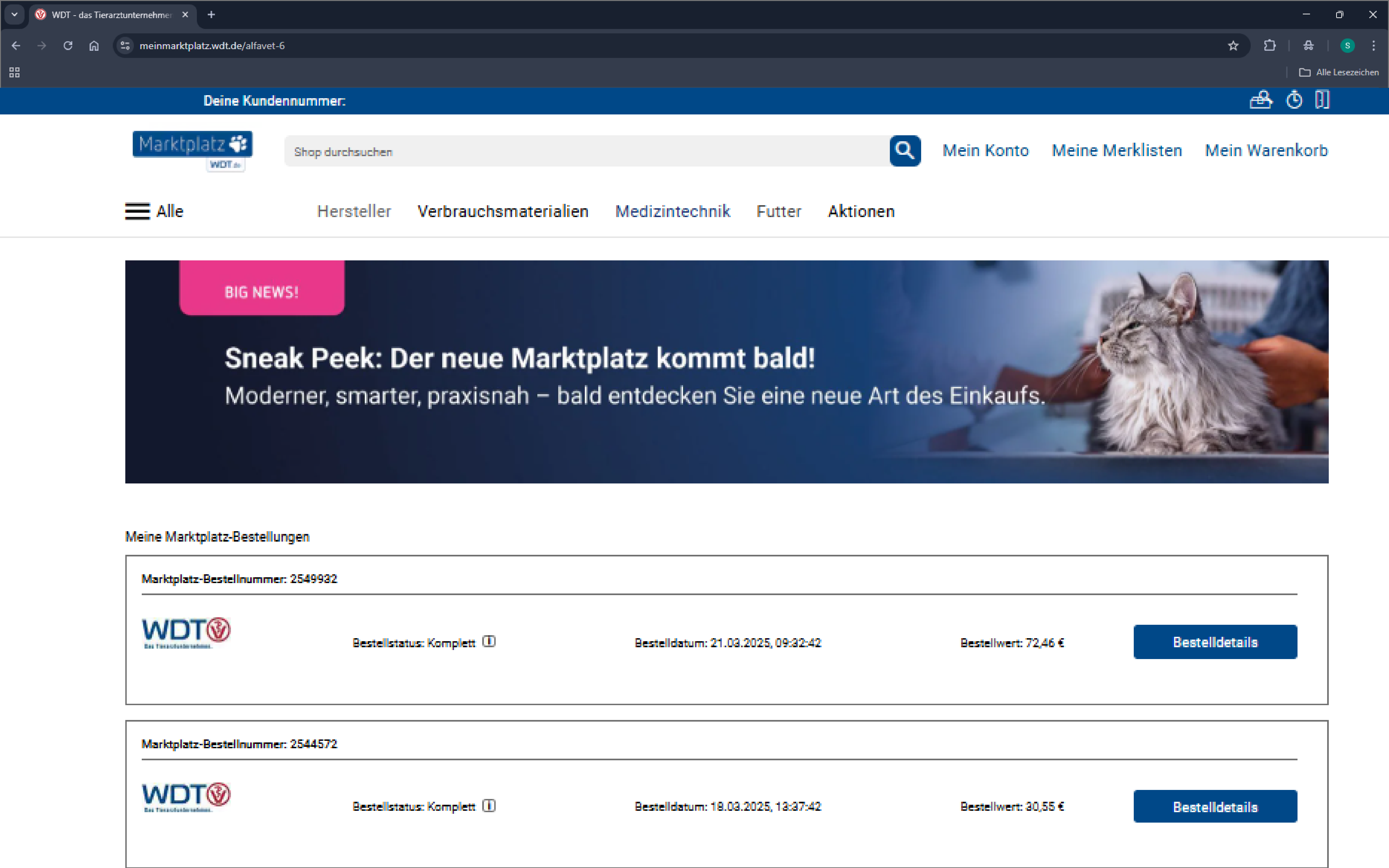 Screenshot vom neuen Marktplatz-Design
